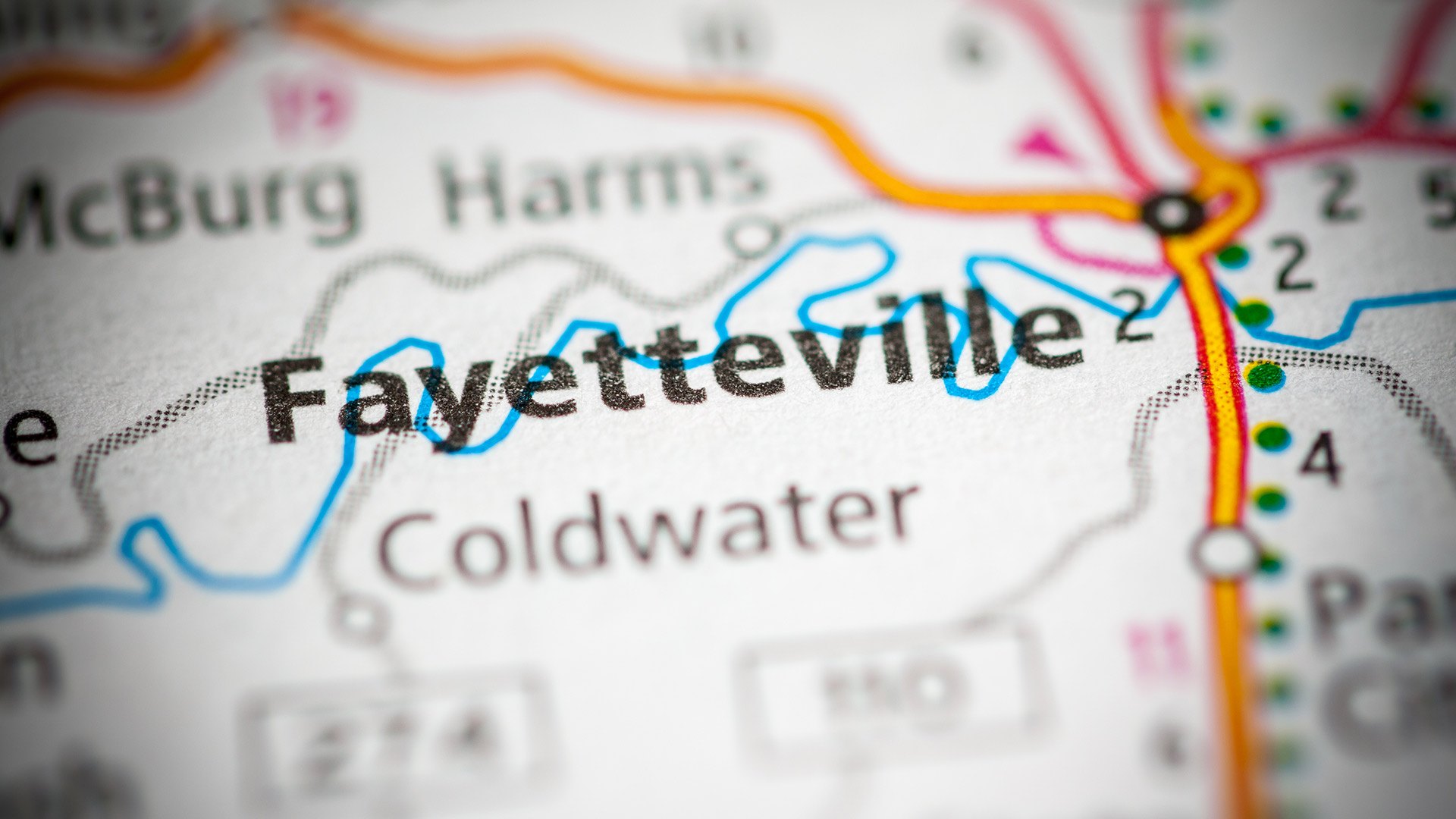 Fayetteville shown on a map.