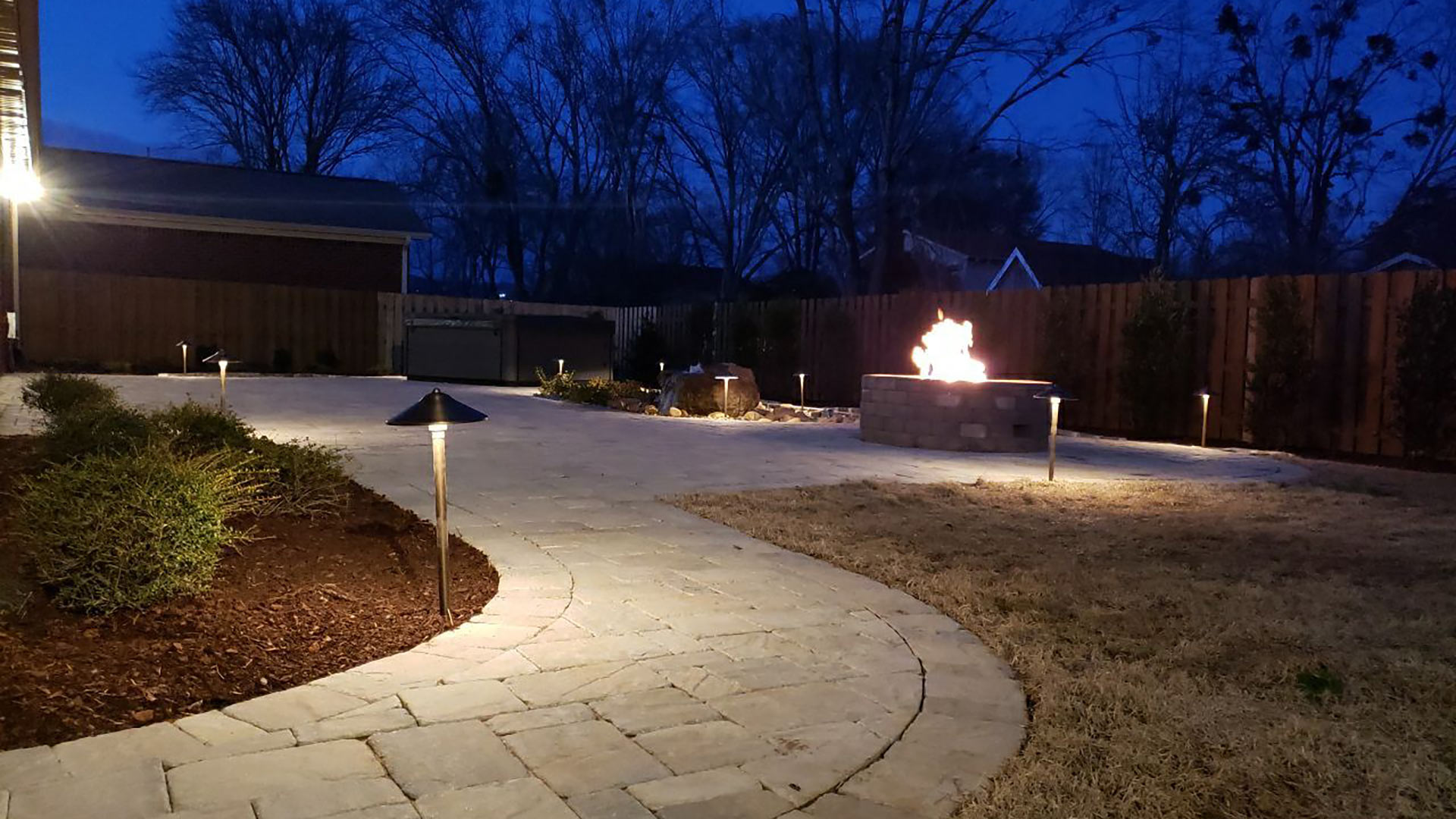 Low voltage lighting added to landscape in Fayetteville, TN.