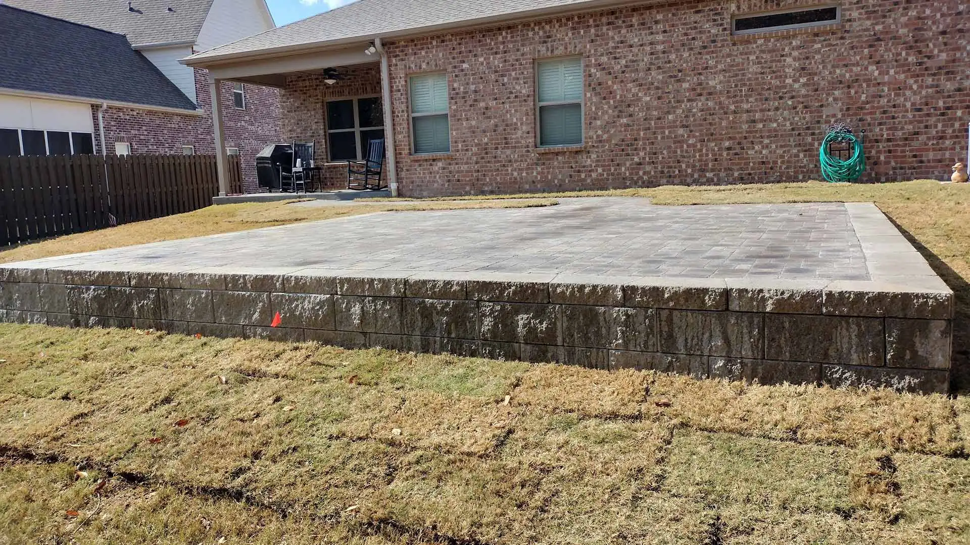 Retaining wall installed for backyard in Fayetteville, TN.