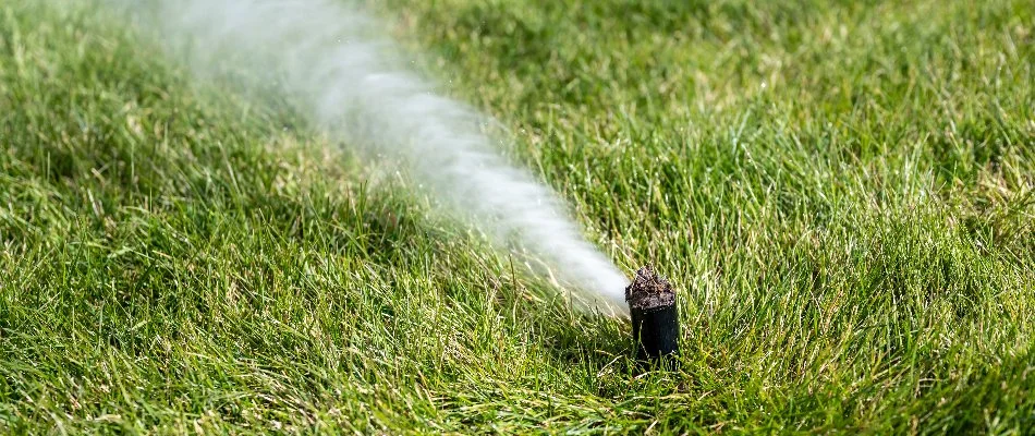 Air coming from a lawn sprinkler in Huntsville, AL, for winterization.