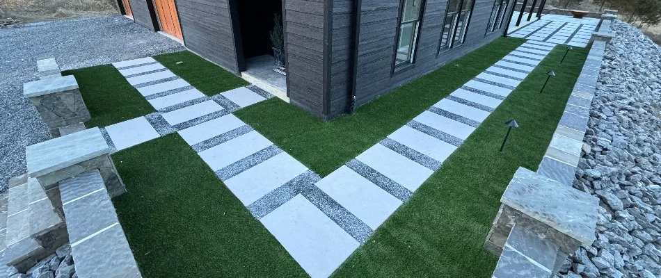 Artificial turf and walkway in Huntsville, AL.