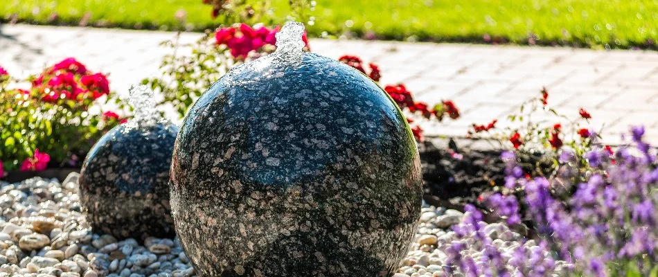Bubbling rock with flowers in Huntsville, AL.