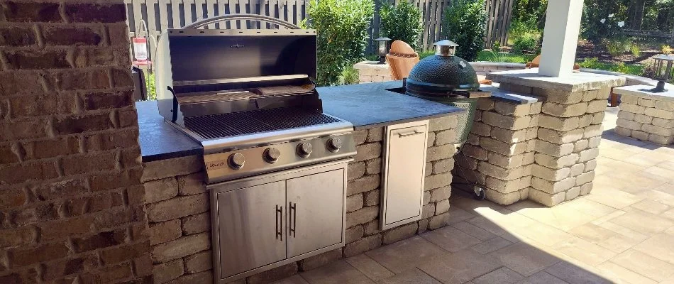 Grill and smoker on an outdoor kitchen in Huntsville, AL.