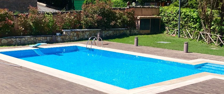 Plants around a pool in Huntsville, AL.