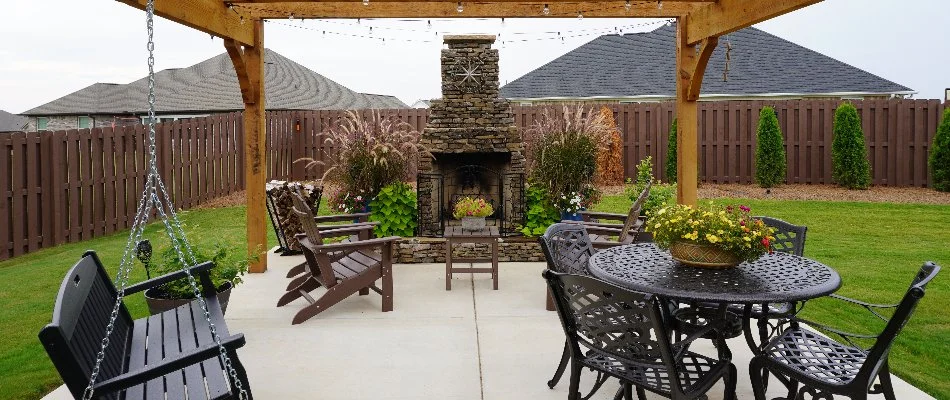 Outdoor fireplace on a patio in Boonshill, TN.