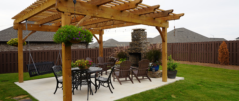 A pergola installed in backyard in Harvest, AL.
