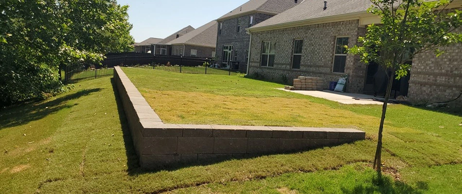 A retaining wall installed in Meridanville, AL.