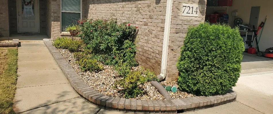 Rocks installed in a landscape bed in Huntsville, AL.